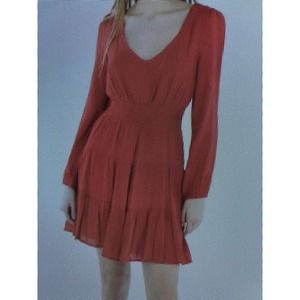 City Studio Womens Red Smocked Mini Fit & Flare Dress Pull On Closure Juniors L